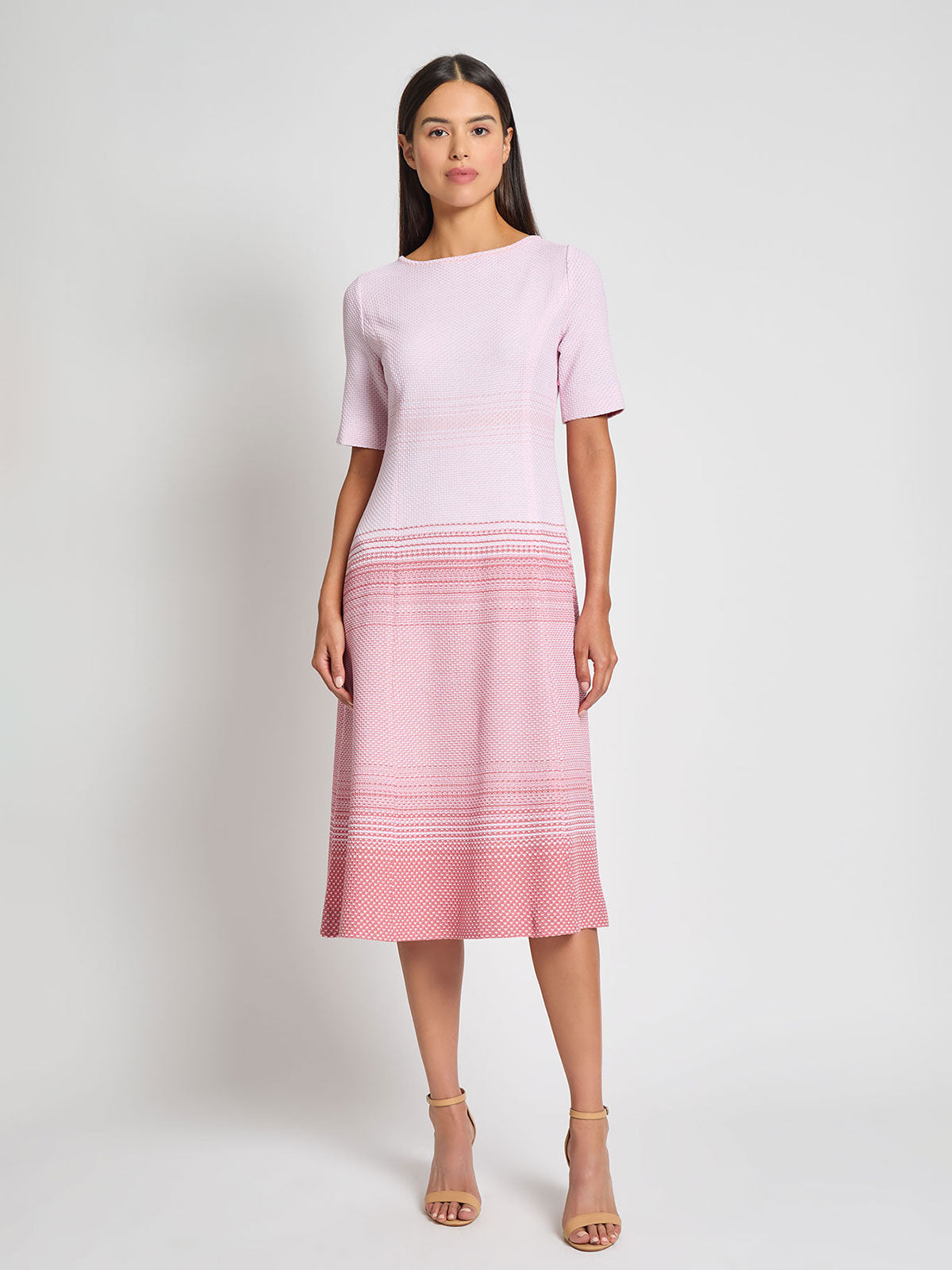 A-Line Ombre Pattern Midi Knit Dress - Modern Fit