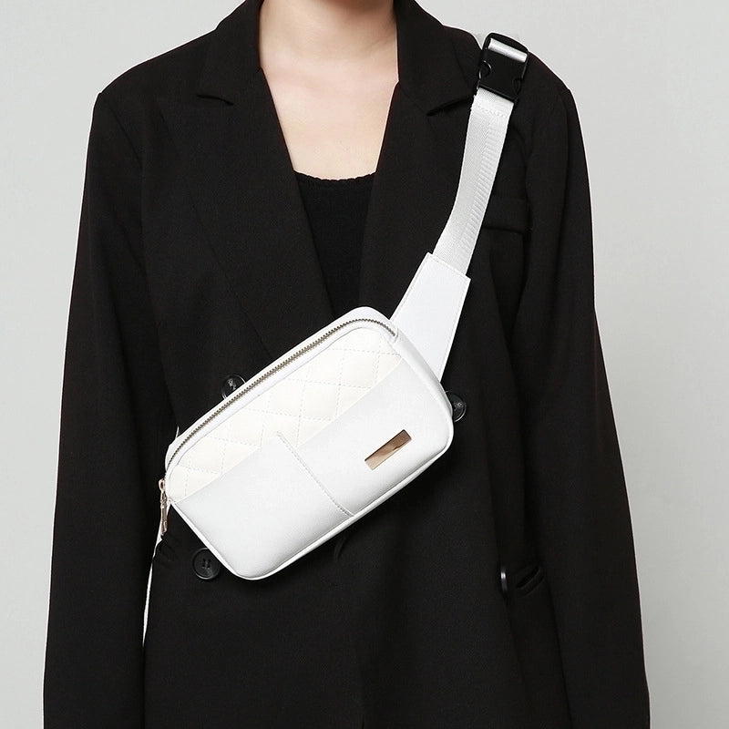 Women's Streetwear Solid Color Lingge Pu Leather Waist Bags