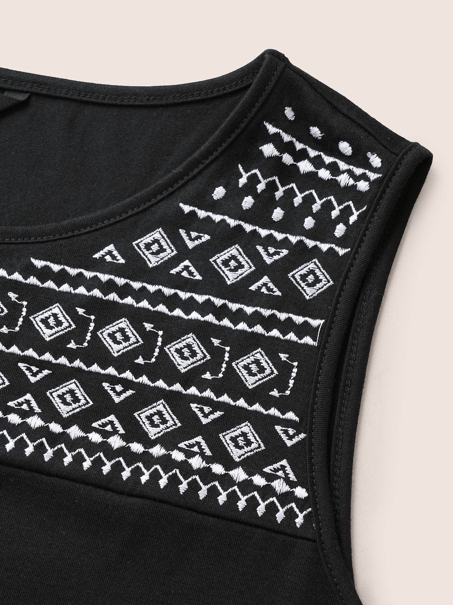 Bandana Geometric Embroidered Tank Top