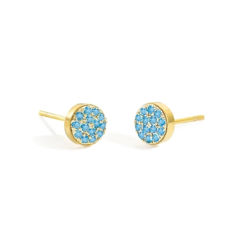 Minimalist Round Stainless Steel Inlay Artificial Diamond Ear Studs 1 Pair