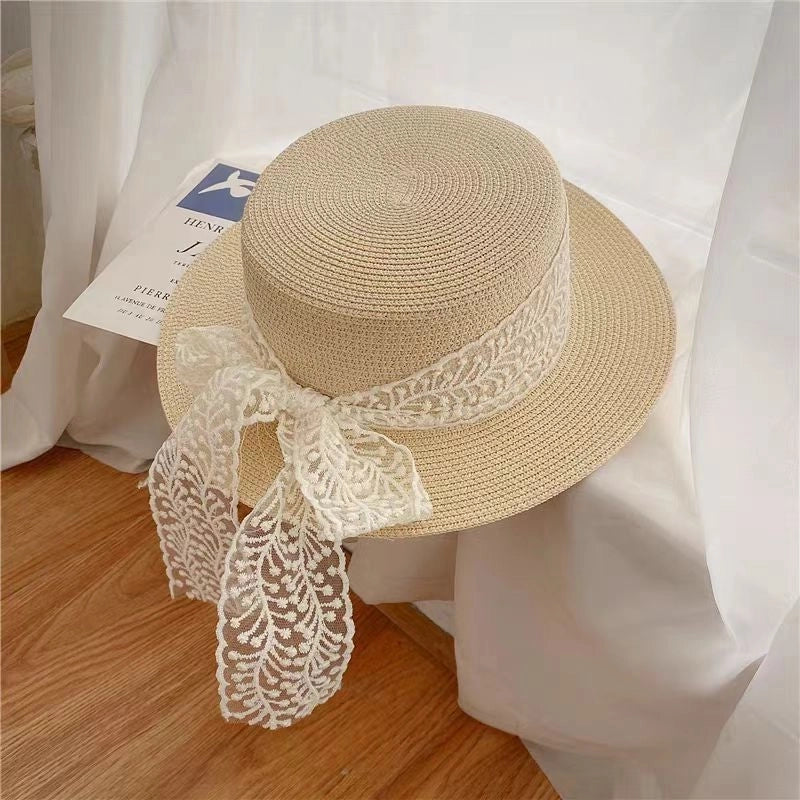 Women's Vacation Color Block Flat Eaves Straw Hat