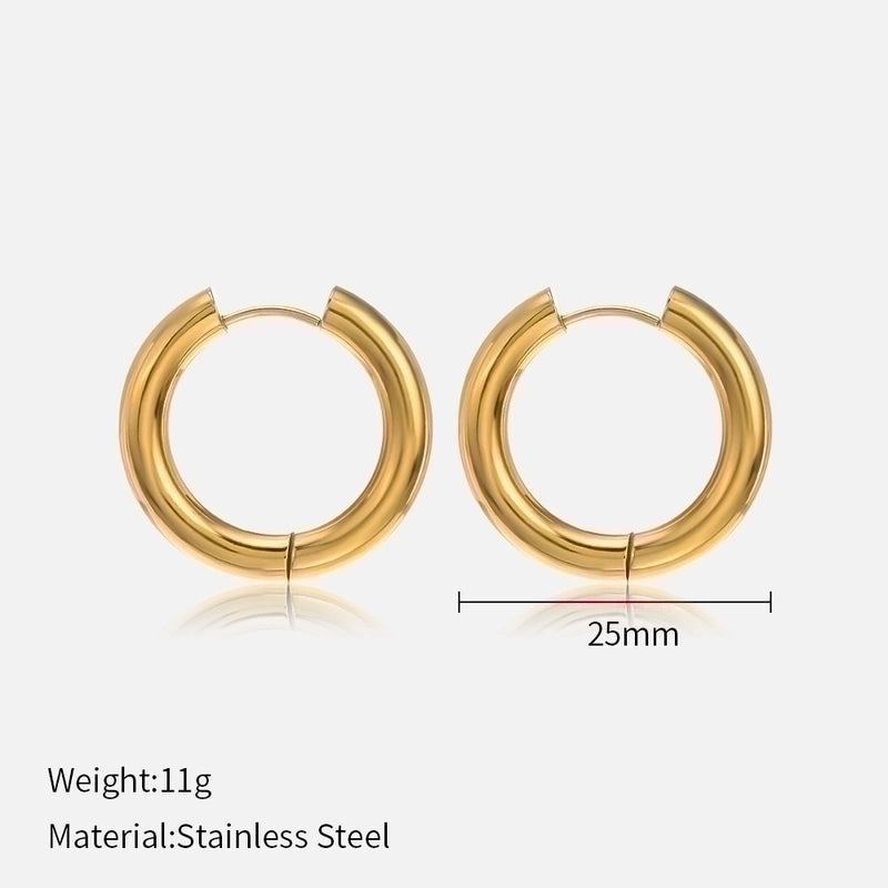 1 Pair Minimalist Circle Plating 304 Stainless Steel Stainless Steel Earrings