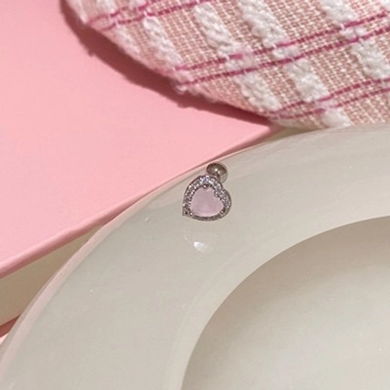 1 Piece Minimalist Moon Inlay Copper Zircon Ear Studs
