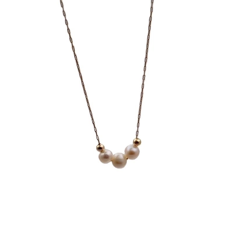 Fashion Round Pearl Titanium Steel Necklace 1 Piece