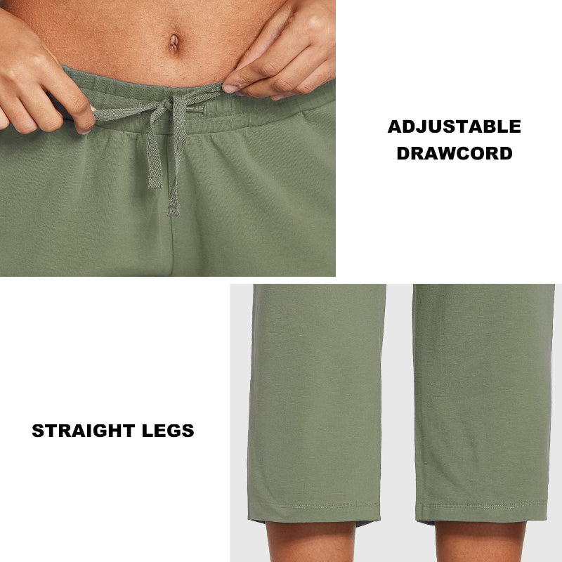 Women's Active Yoga Lounge Capri Pocketed Walking Crop Pants