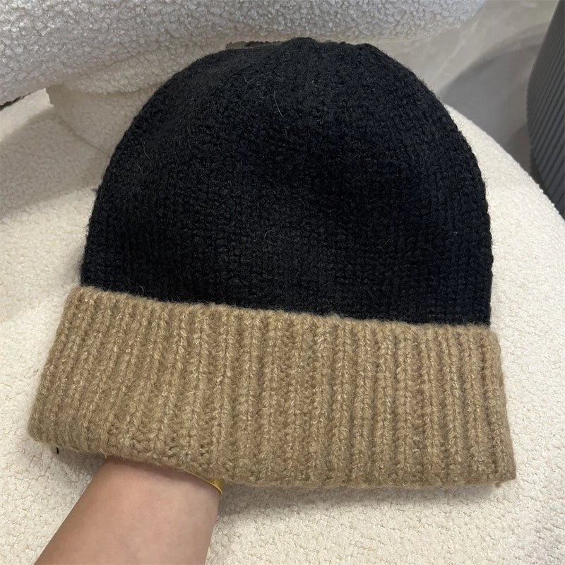 Women's Minimalist Color Block Eaveless Wool Cap