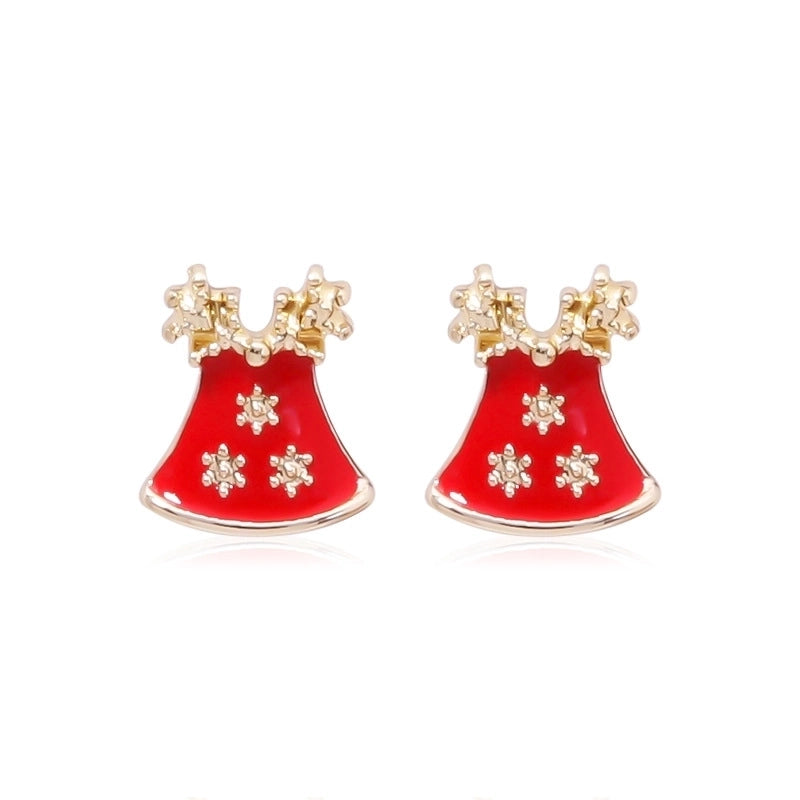 Fashion Christmas Tree Bell Snowflake Alloy Rhinestones Ear Studs