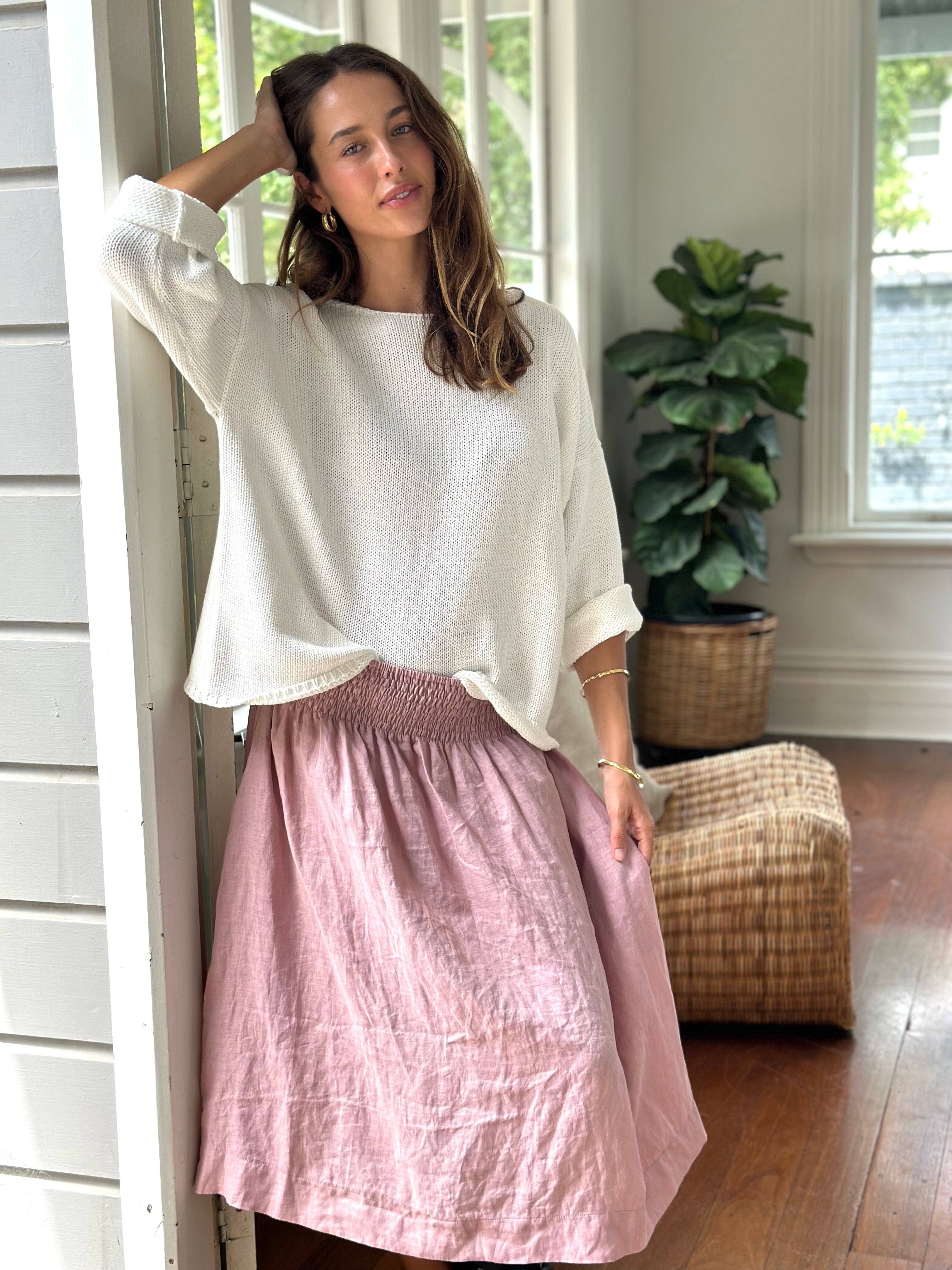 lola skirt - dusty rose linen