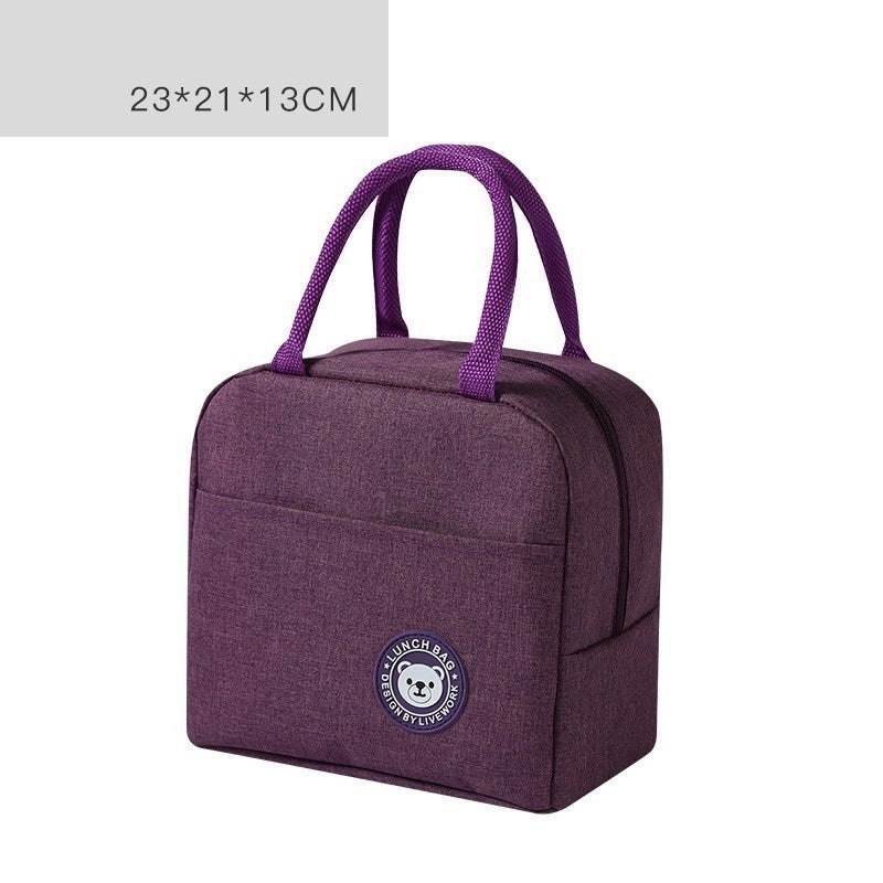 Kid's Adults Polyester Solid Color Classic Style Weave Square Zipper Lunch Bag Handbag
