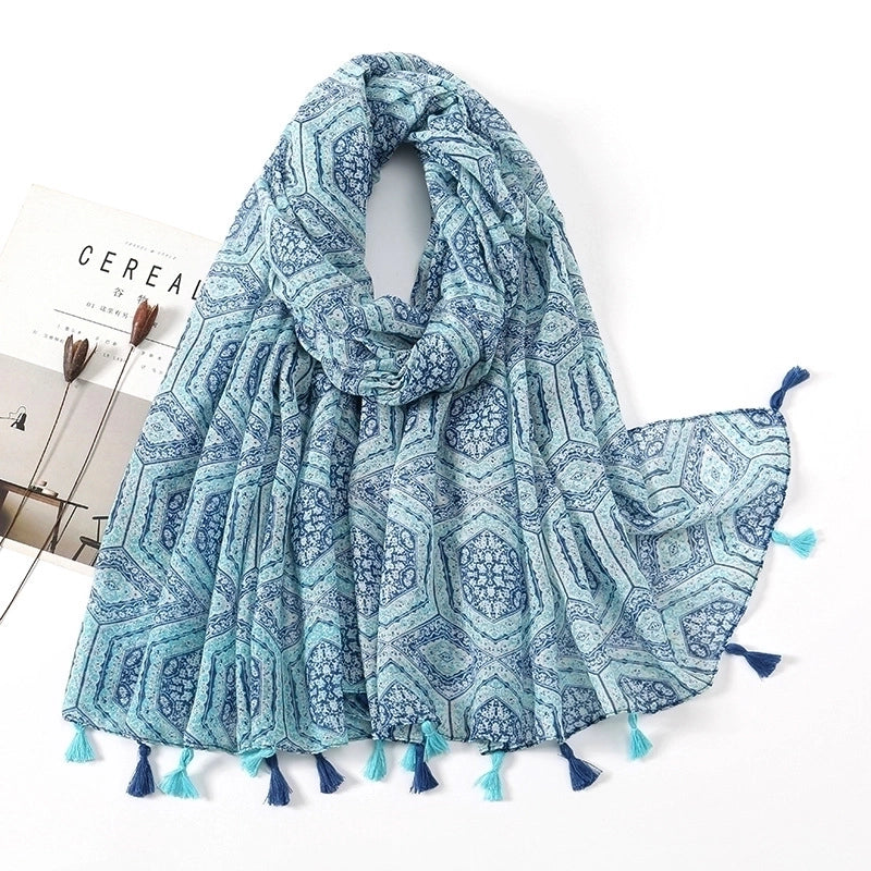 Women's Sweet Flower Voile Printing Silk Scarf