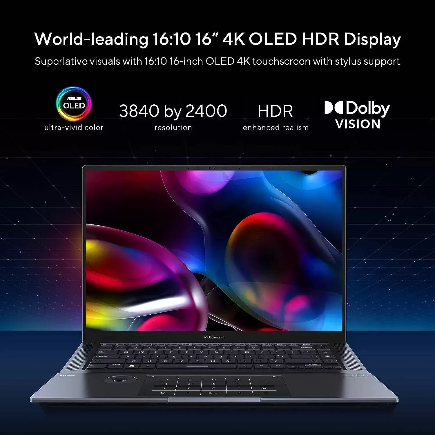 ASUS ZenBook Pro 16X OLED 16 inch 4K OLED 16:10 Touch Display, ASUS Dial, Intel Core i9-12900H, 32GB, 2TB, GeForce RTX 3060 GPU, Windows 11 Pro, Tech Black, UX7602ZM-XB96T
