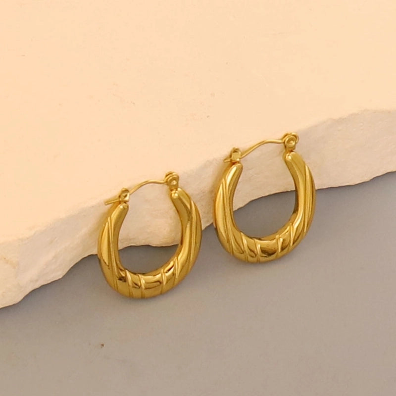 1 Pair Minimalist Pentagram Round Solid Color Plating 304 Stainless Steel 18K Gold Plated Earrings