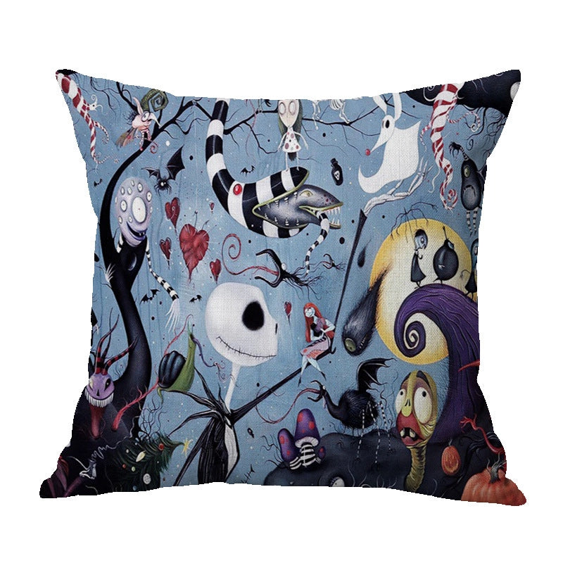 Halloween Punk Skull Linen Pillow Cases Couch & Sofa Decor