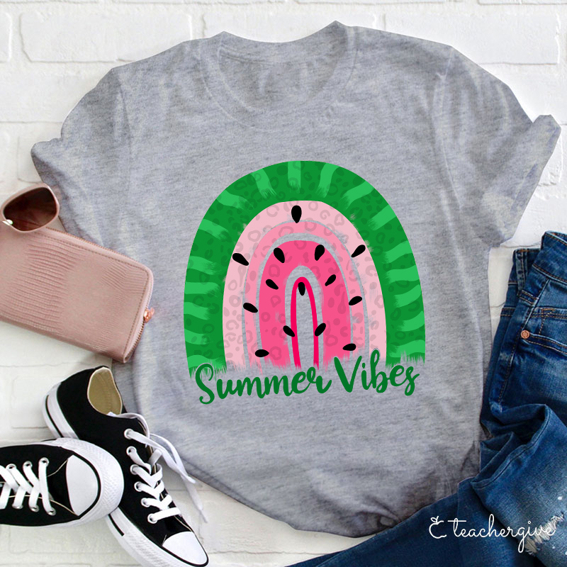 Watermelon Summer Vibes Teacher T-Shirt