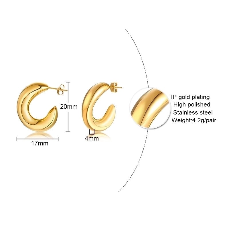1 Pair Minimalist C Shape Plating Stainless Steel Ear Studs