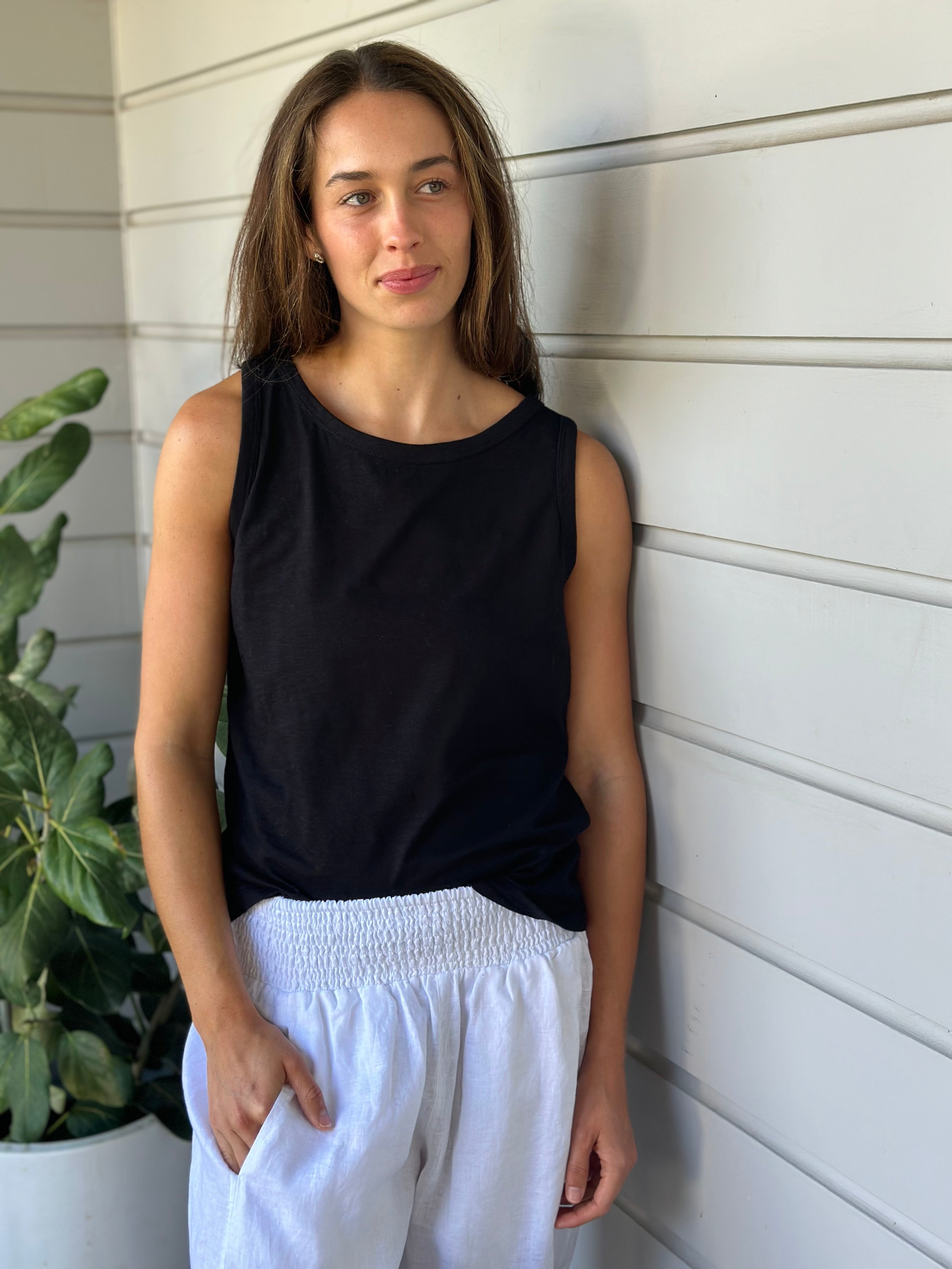 vera tank - black cotton