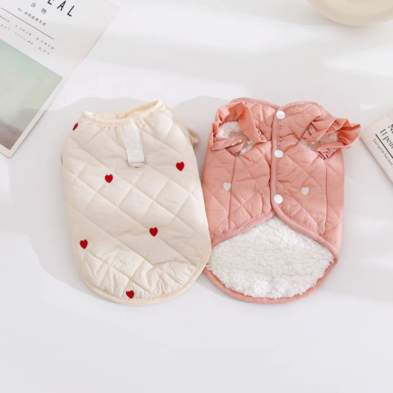 Warm Heart Printed Ruffled Sleeves Harness Jacket