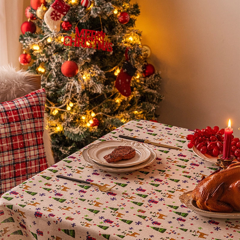 Simple Chinese Style Color Block Polyester Fiber Tablecloth