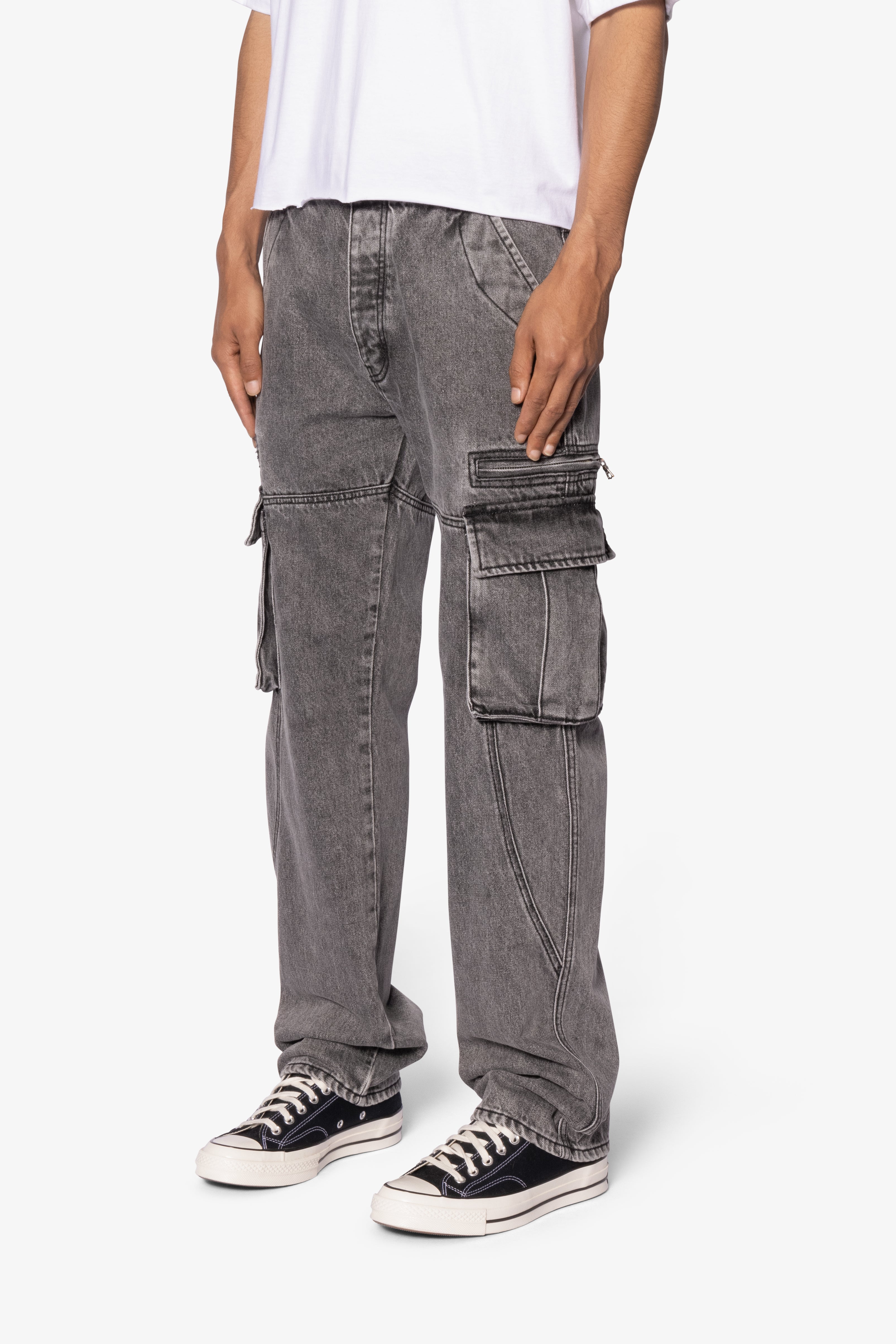 V652 Owl Grey Cargo Pants - Grey