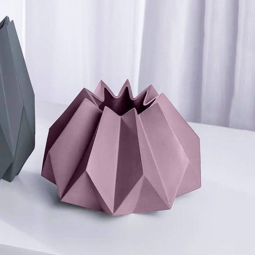 Origami Porcelain Vase Short - Pink