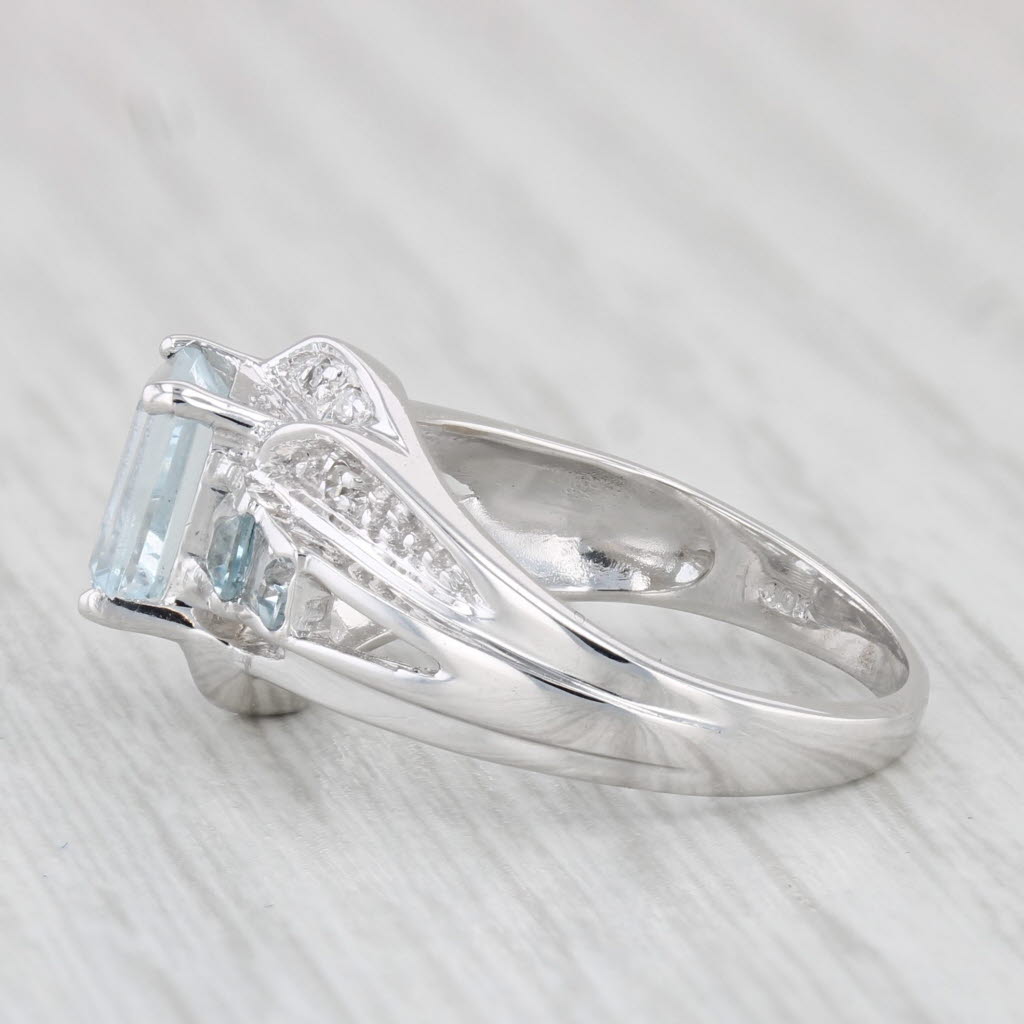 1.28ctw Aquamarine Diamond Ring 10k White Gold Size 5