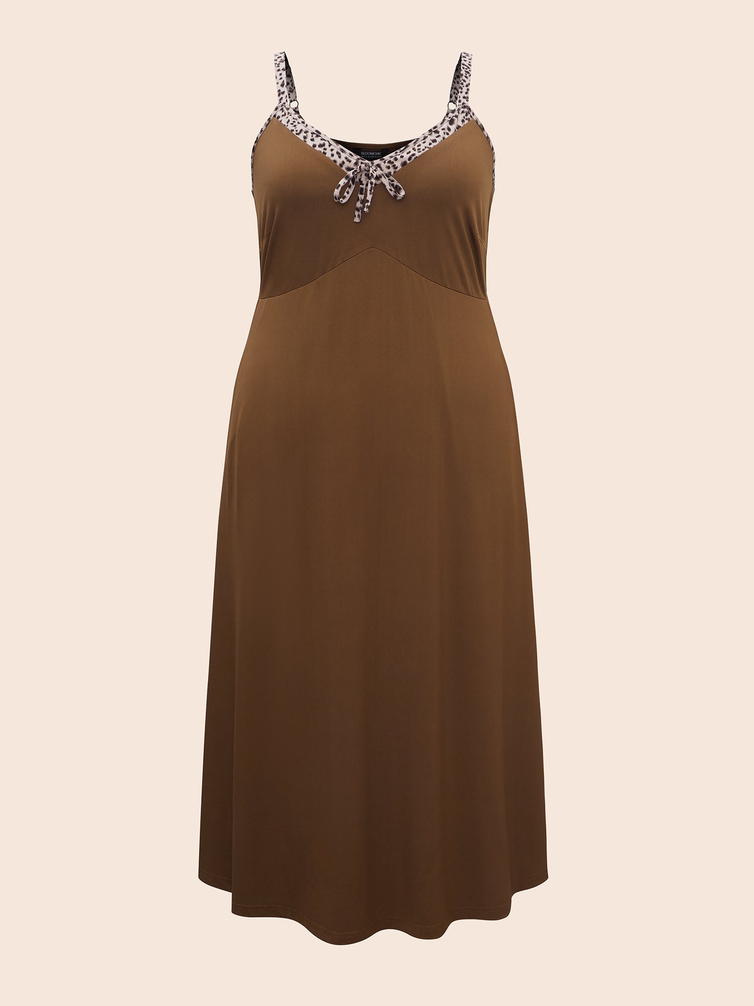 Leopard Print Patchwork Ties Cami Dress
