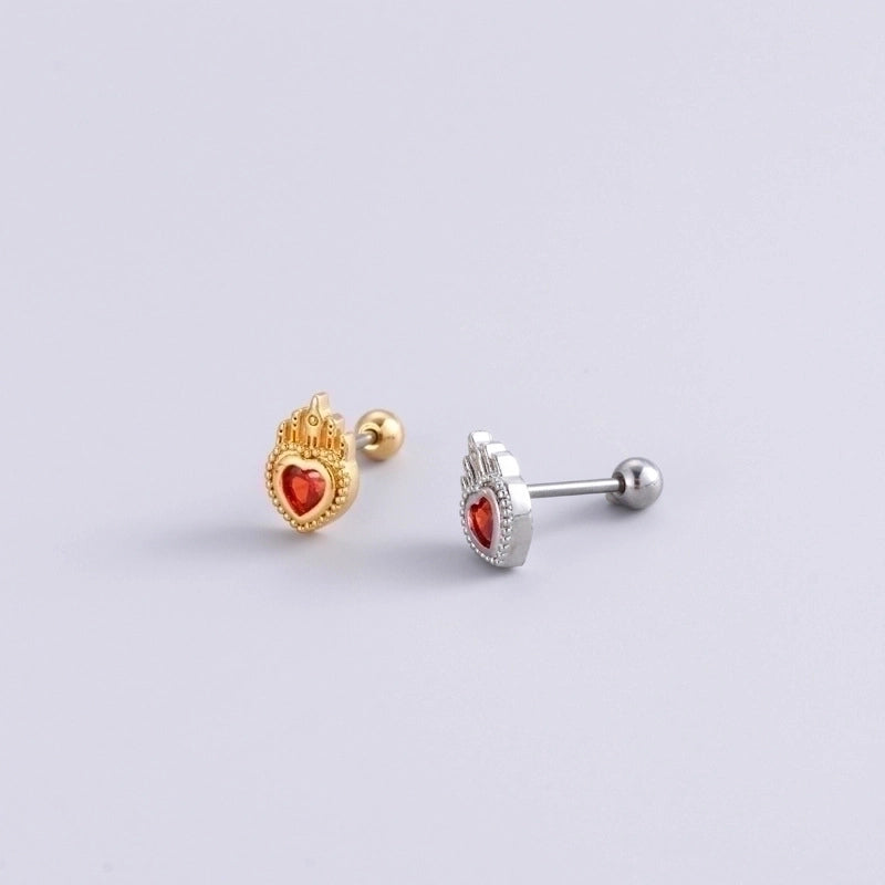 1 Piece Ear Cartilage Rings & Studs Fashion Heart Shape 316L Stainless Steel  Copper Plating Inlay Zircon