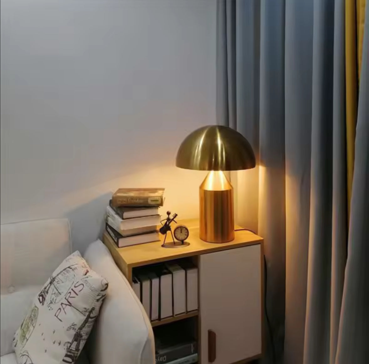 Modern Gold Metal Table Lamp with Geometric Dome Shade