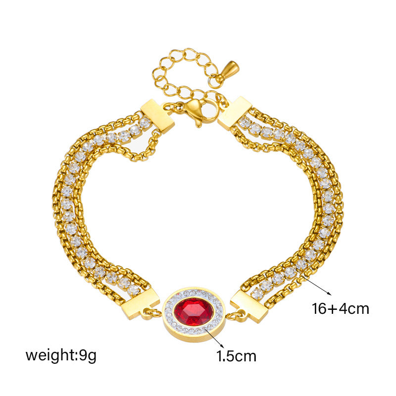 Fashion Women Chain Titanium Steel Diamond Inlay Bracelets