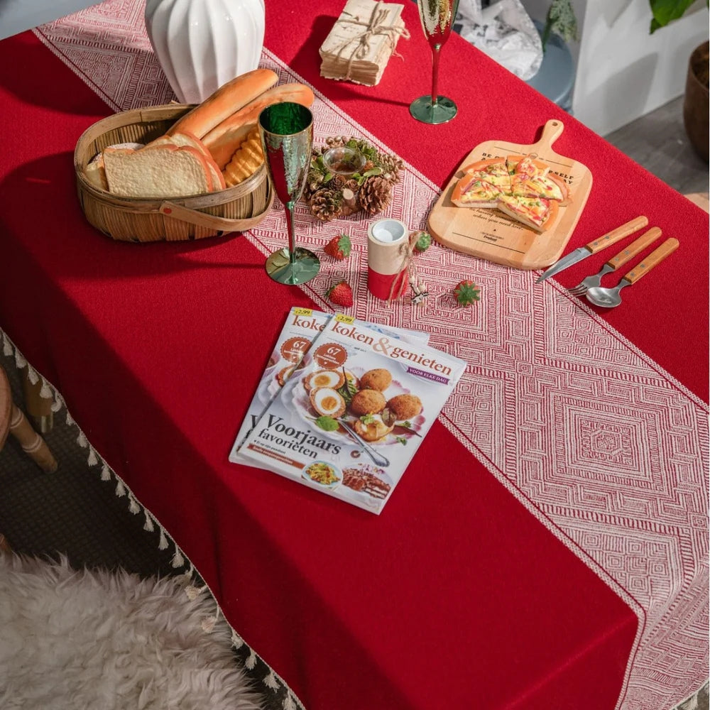 Geometric Tassel Tablecloth