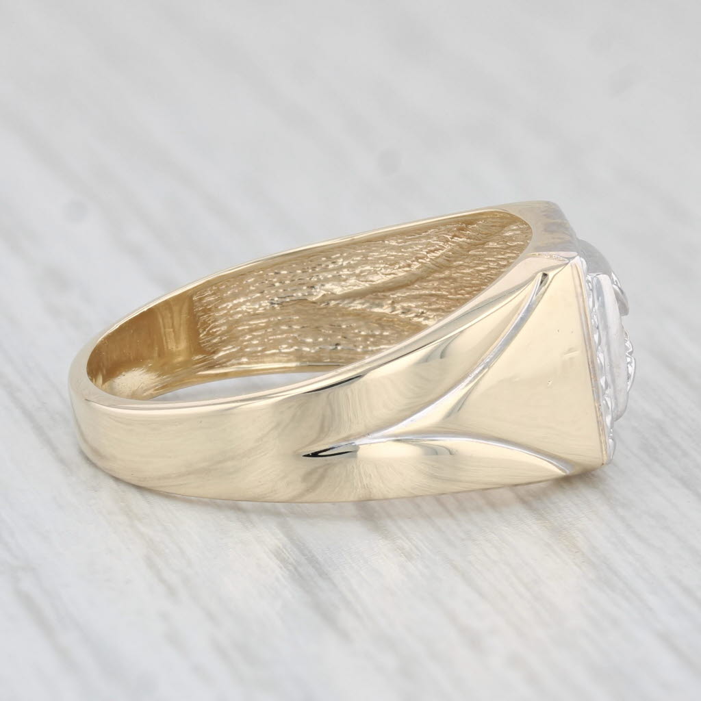 Vintage Men's Diamond Ring 10k White & Yellow Gold Size 10.5