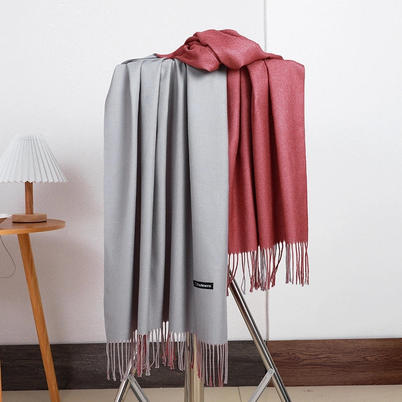 Double-sided Scarf Women's Winter Tassel Cashmere Scarf Autumn And Winter Version New Wool Men's Scarf