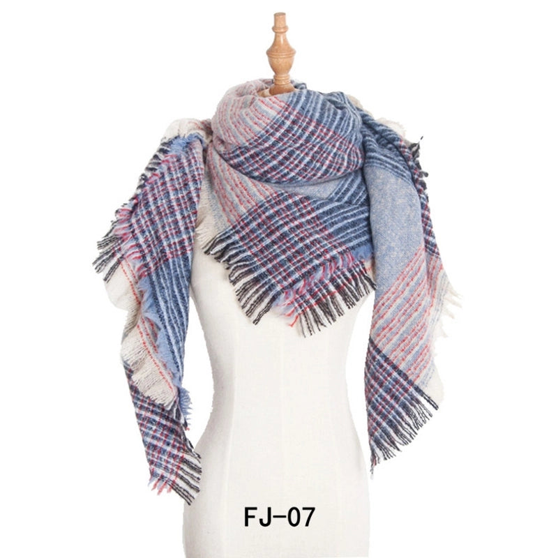 Autumn And Winter New Ring Yarn Thickened Double-sided Lattice Prick Scarf Scarf Women's Scarf Shawl Manufacturers