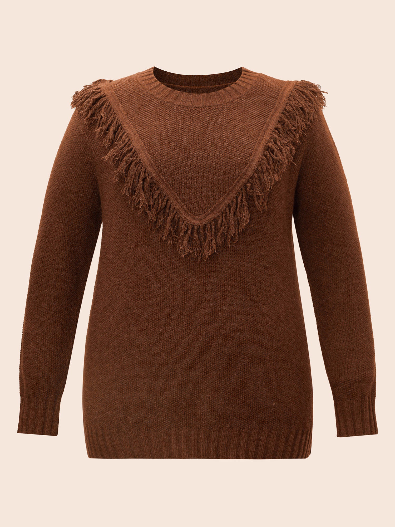 Tassel-Front High Neck Pullover