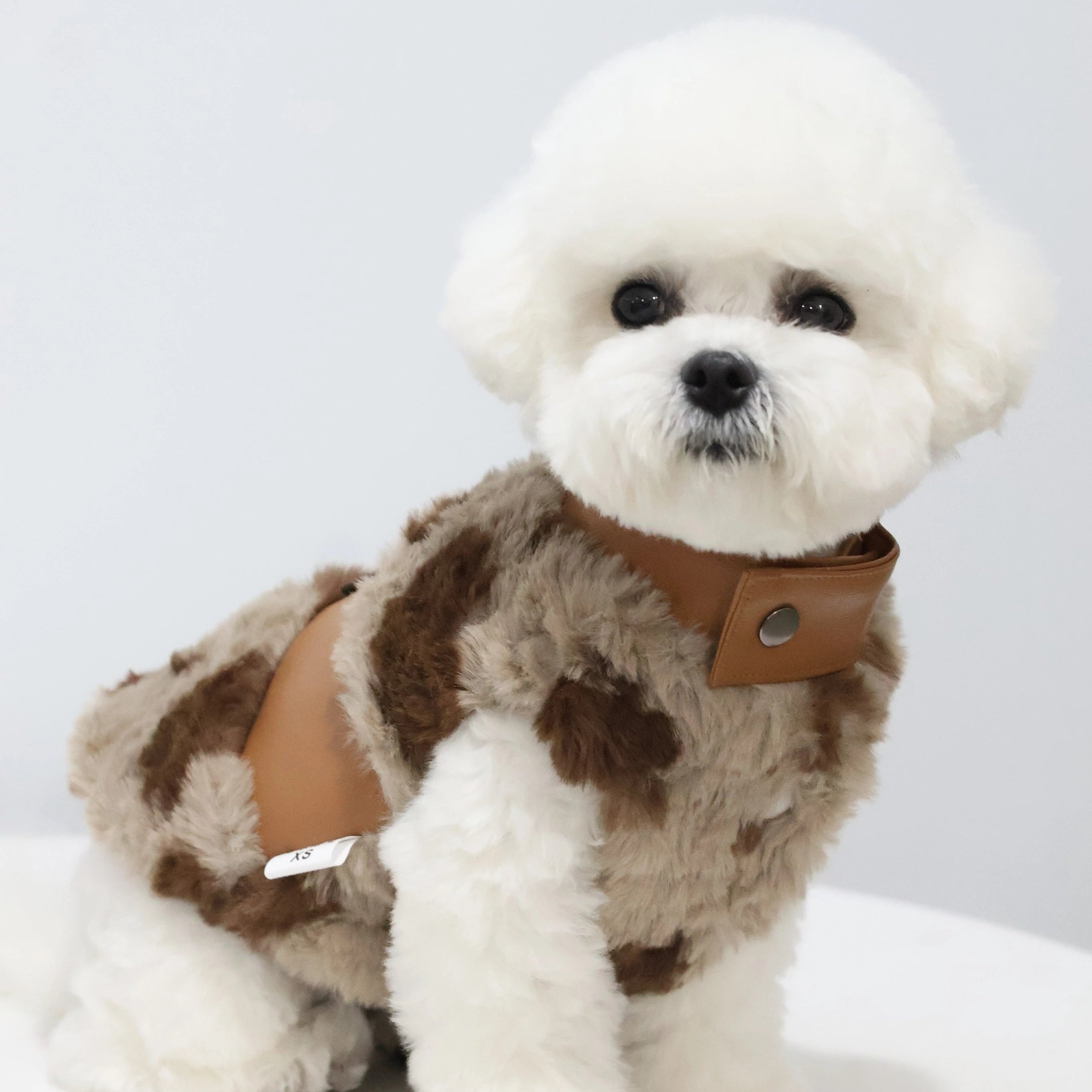 Faux Fur Leather Fleece Warm Dog Jacket Vest