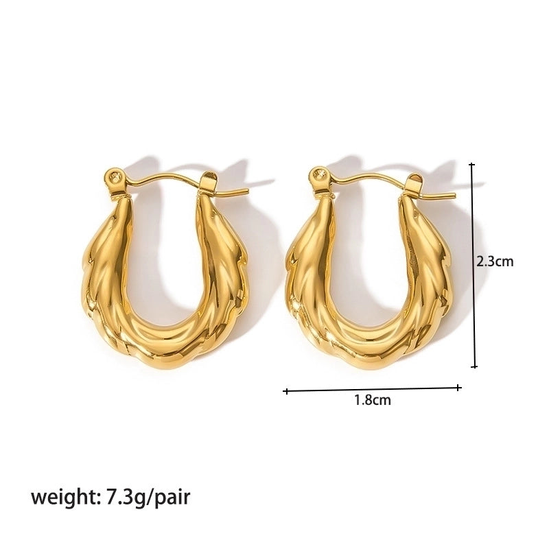 1 Pair Modern Style Round Heart Shape 304 Stainless Steel 18K Gold Plated Hoop Earrings