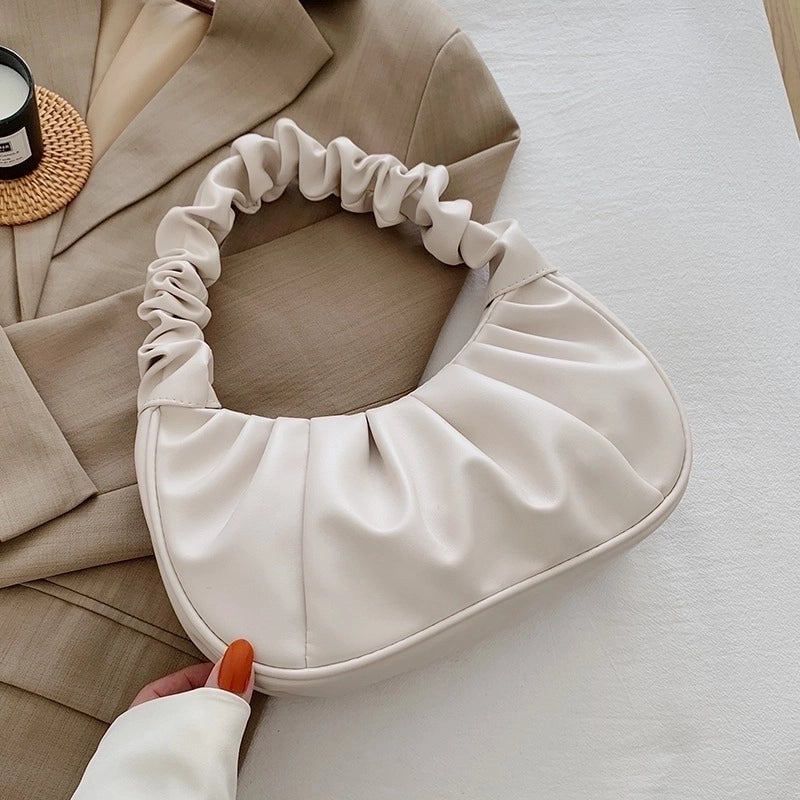 Solid Color Cloud Fold Single Shoulder Bag