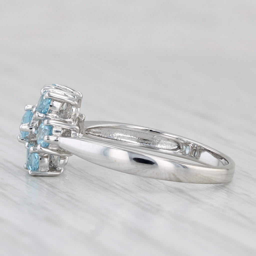0.96ctw Blue Topaz Cluster Ring 10k White Gold Size 7.25