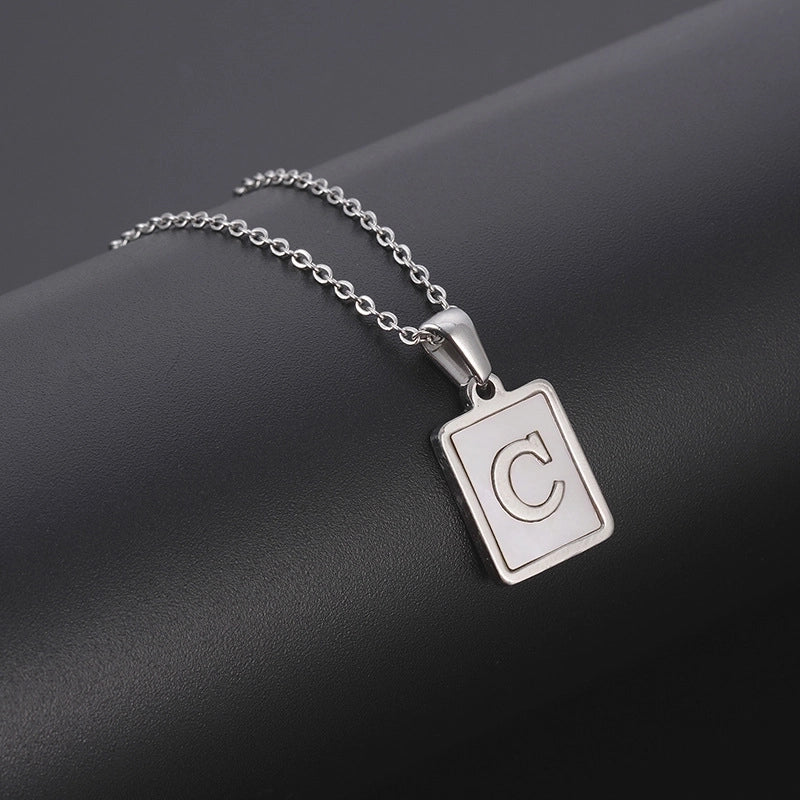 Minimalist Letter Rectangle 304 Stainless Steel Titanium Steel Shell 18K Gold Plated Plating Pendant Necklace