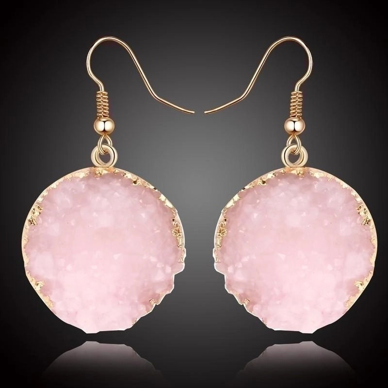 3 Pieces Womens Round Plastic  Resin Imitation Natural Stone Round  Earrings