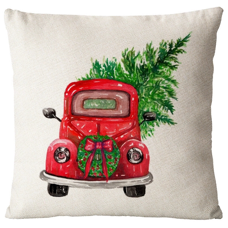 Christmas Glam Santa Claus Snowman Linen Pillow Cases Couch & Sofa Decor