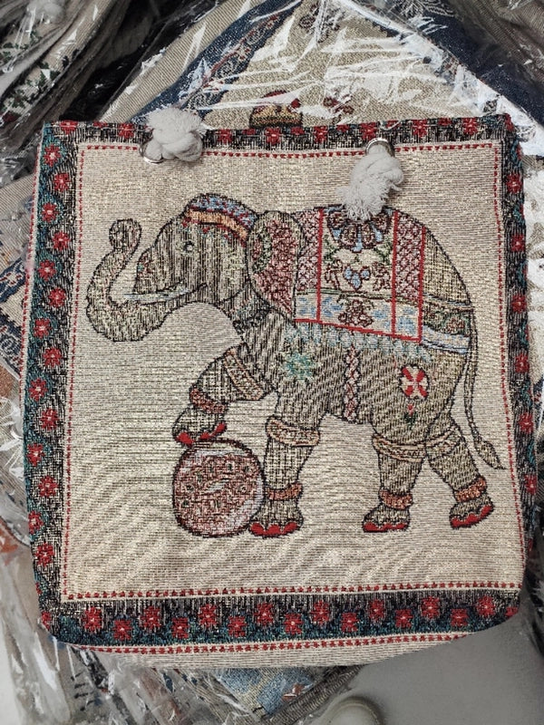 Women's Small Canvas Elephant Streetwear Square Zipper Square Bag