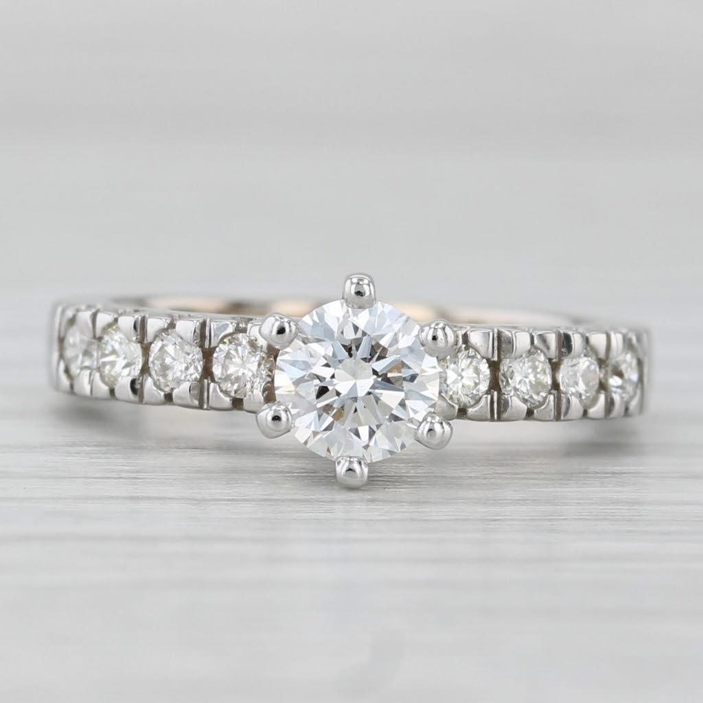 0.75ctw Round Diamond Engagement Ring 14k White Gold Size 5 VS2