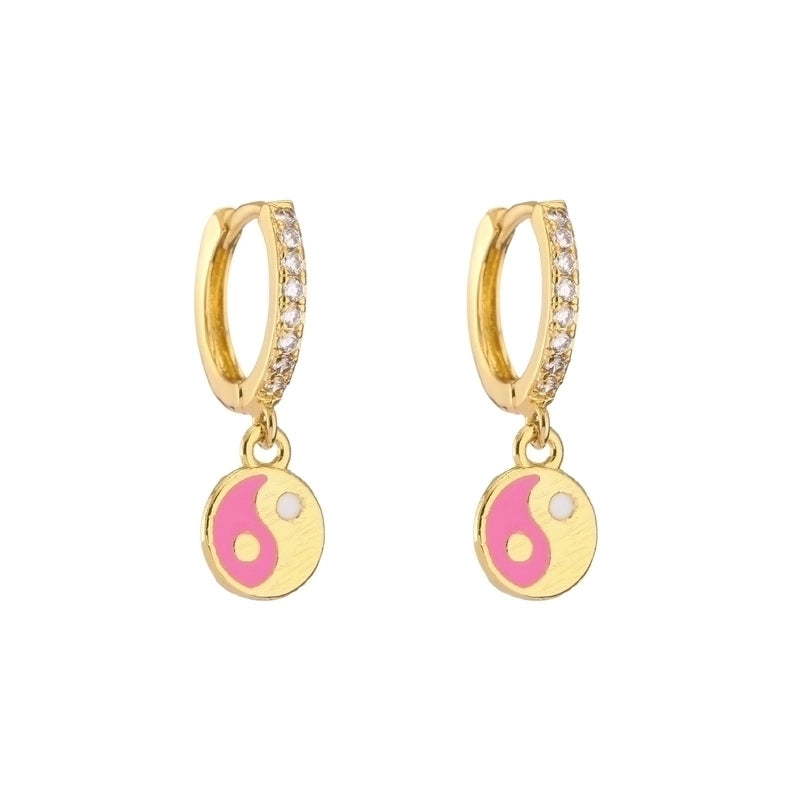 Cute Heart Plating Copper Zircon Copper Earrings