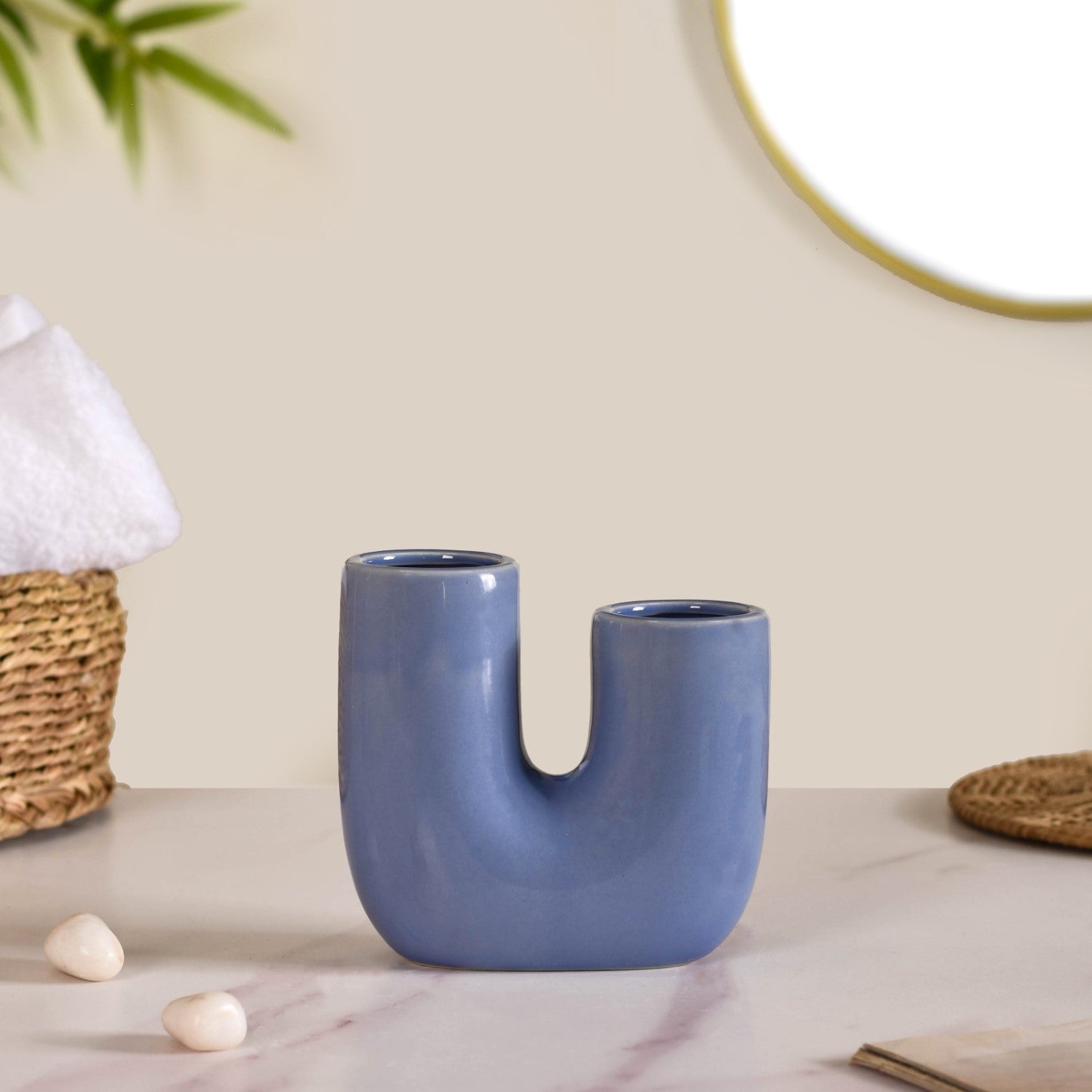 Modern Ceramic Bath Set of 2 Blue