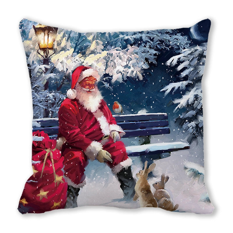 Christmas Pastoral Santa Claus Chemical Fiber Pillow Cases Couch & Sofa Decor