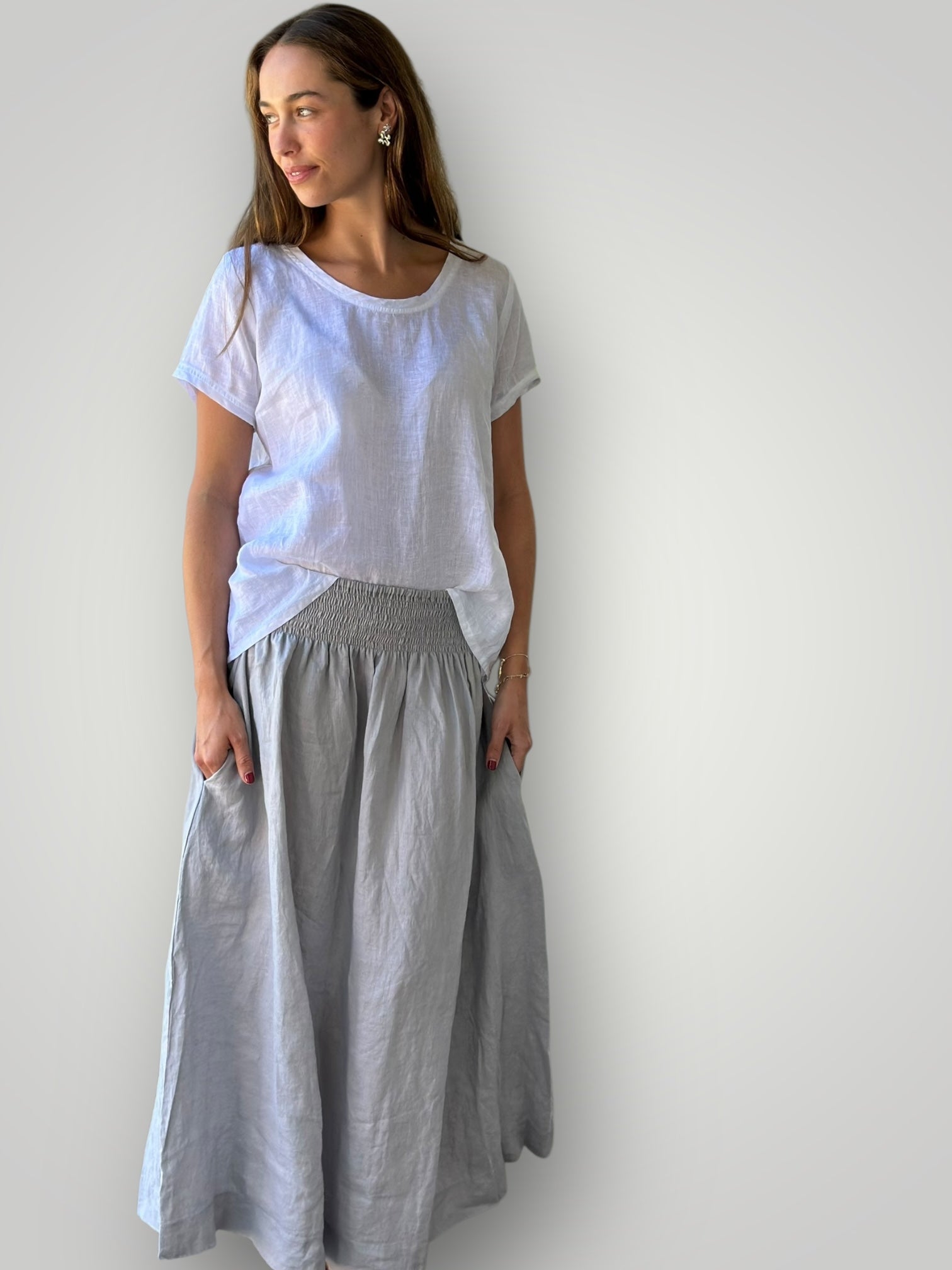 lulu skirt - soft grey linen