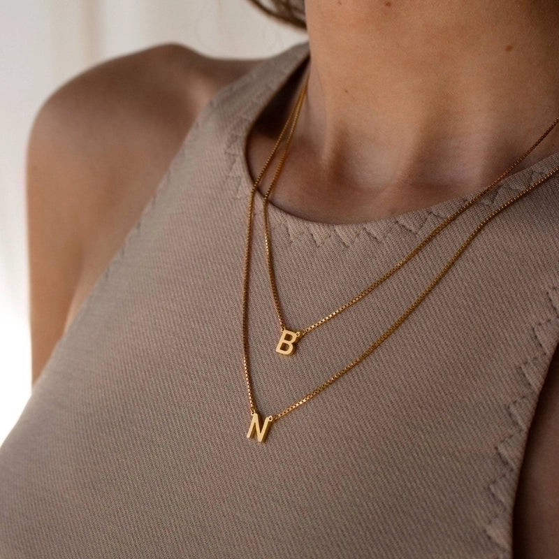 201 Stainless Steel 304 Stainless Steel Gold Plated Minimalist Letter Pendant Necklace