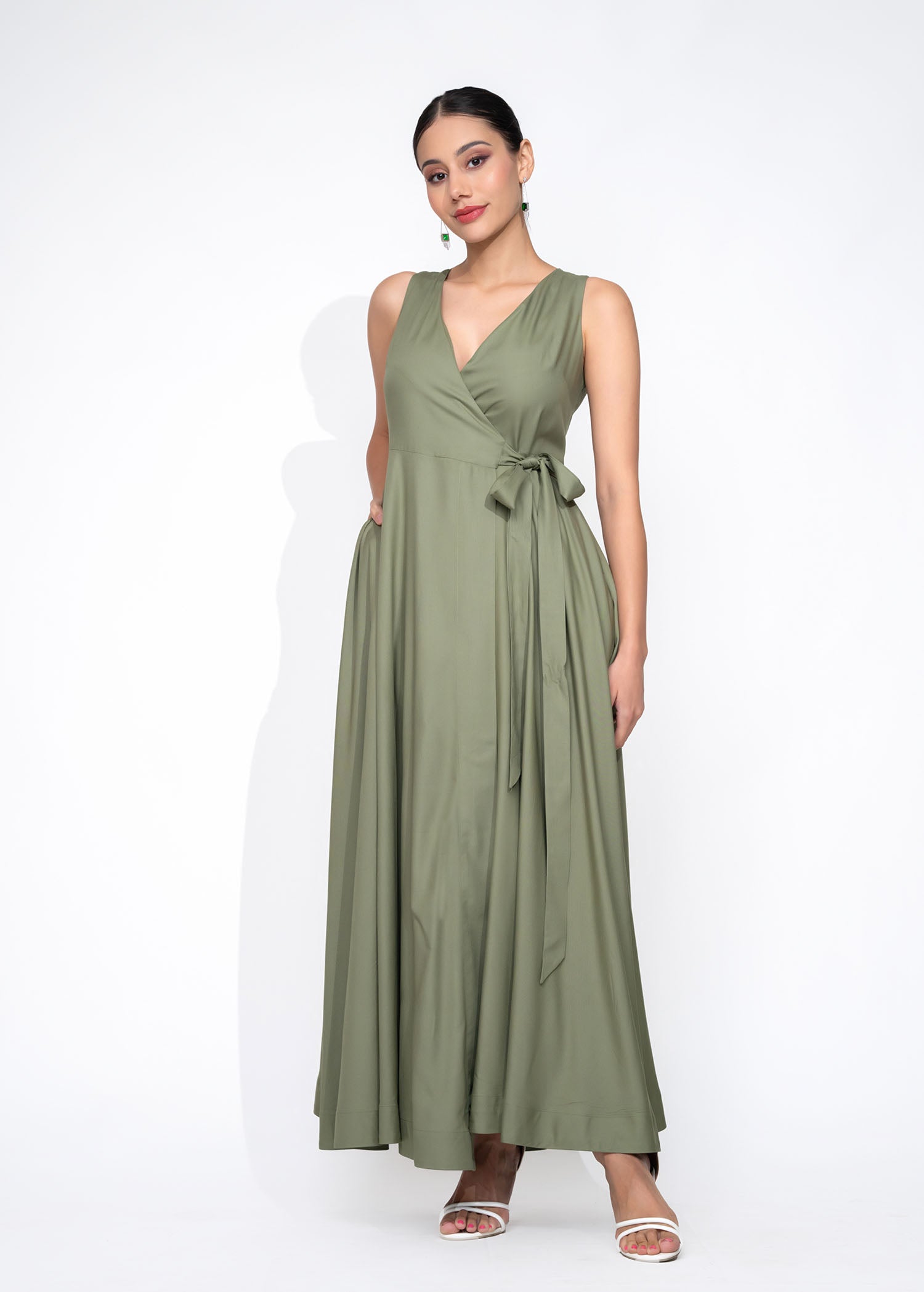 Sleeveless Maxi Wrap Dress