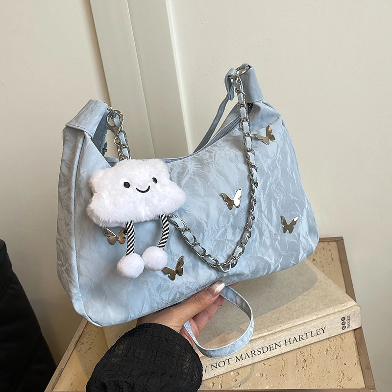 Women's Pu Leather Solid Color Streetwear Square Zipper Shoulder Bag Underarm Bag